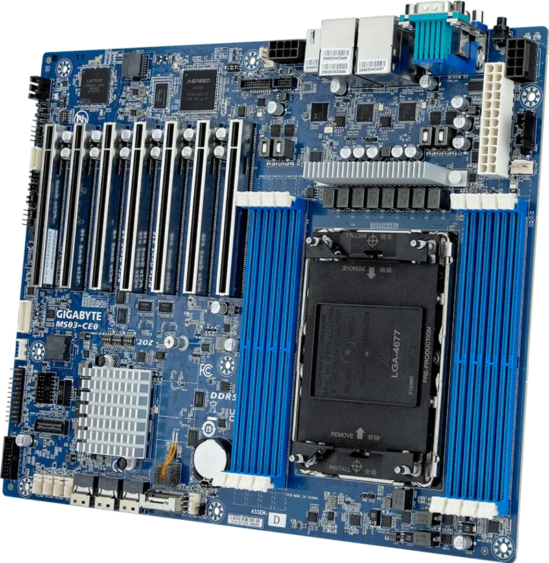 CS Launch Discount Combo - Gigabyte MS03-CE0 LGA-4677 Intel Xeon Platinum 8490H 1.6-3.5ghz 60C/120T + 4x SK hynix 16GB 1RX8 PC5-4800B-RD0-1010-NT 64GB DDR5 ECC RDIMM