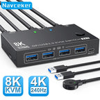 Navceker 4K 240Hz DP 2.1 KVM Switch