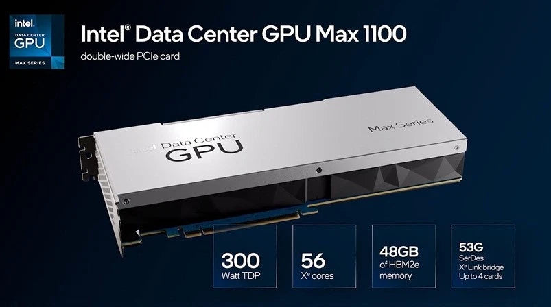 Dell WG7J6 Intel Max 1100 48GB HBM2e 300W PCIe x16 DW FHFL Data Center GPU